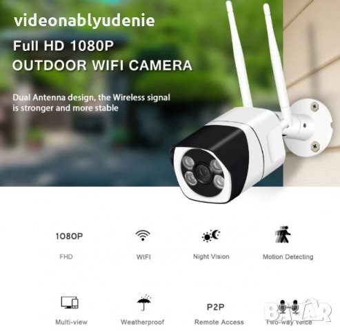 Микрофон Метал FULLHD 1080р 2Mpx IRCut 4ARRAY Ударо/Водоустойчива IP Камера Карта Слот 2xWifi Антени