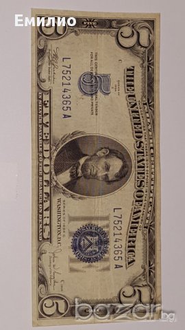 RARE $ 5 Dollars Silver Certificate 1934-C Rare block L A, снимка 3 - Нумизматика и бонистика - 16987717