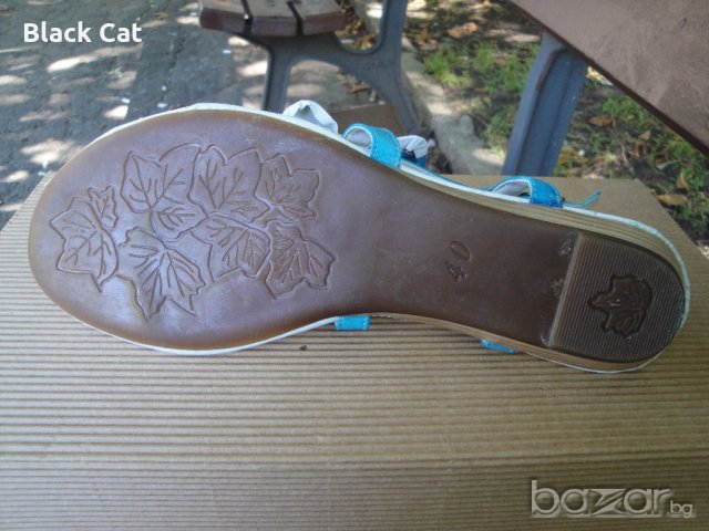 Нови кокетни синьо-бели кожени дамски сандали / летни обувки "Free Sun", естествена кожа, чехли, снимка 15 - Сандали - 18759237