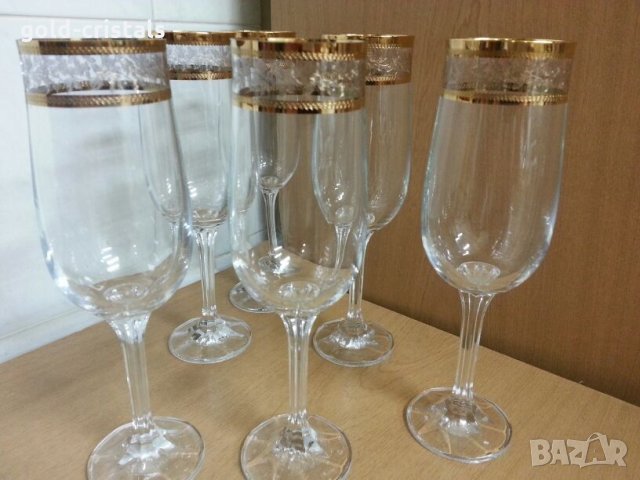кристални чаши с златен кант , снимка 12 - Антикварни и старинни предмети - 22180312