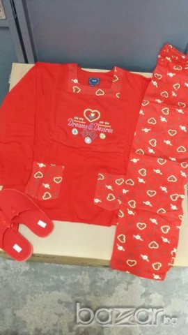 Пижама луксозен комплект с бродерии + чехли 3, снимка 2 - Нощници - 20011267