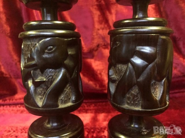 Двойка свещници от африканско желязно дърво-Бакауд, снимка 5 - Декорация за дома - 22909653