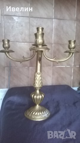 бароков свещник от бронз, снимка 1 - Антикварни и старинни предмети - 25589410