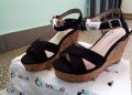 Дамски обувки / летни сандали VLOD, оригинал, платформа, нови, с кутия, черни с беж, снимка 4