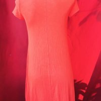 Оранжева еластична рокля/туника М/Л, снимка 2 - Рокли - 22452470