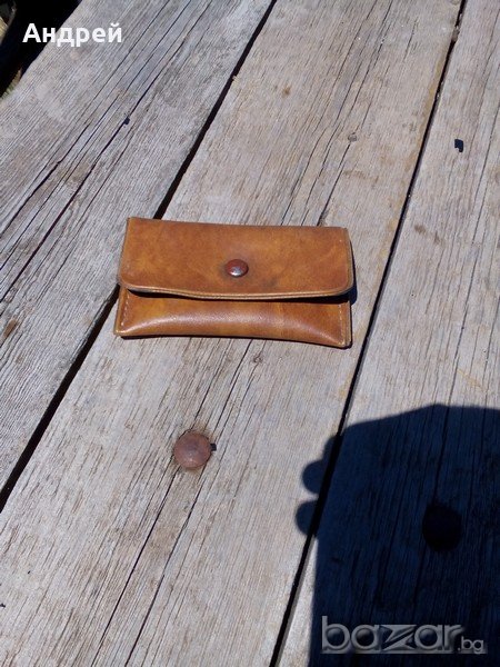 Старинно кожено портмоне, снимка 1