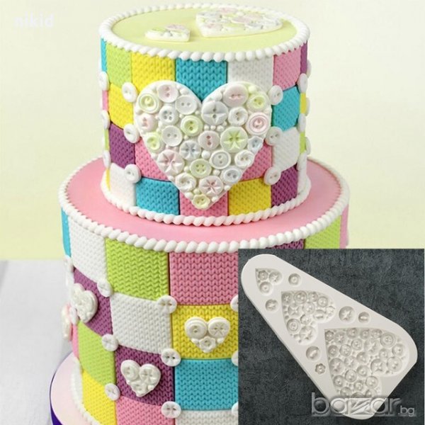 Сърца от копчета силиконов молд форма за украса декор торта фондан мъфини и др., снимка 1