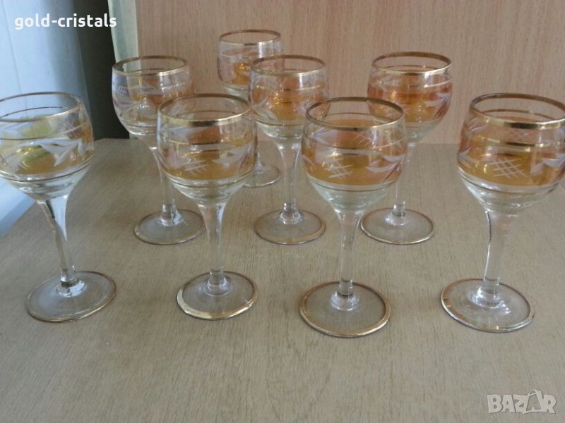 Ретро чаши за ракия с позлата, снимка 1