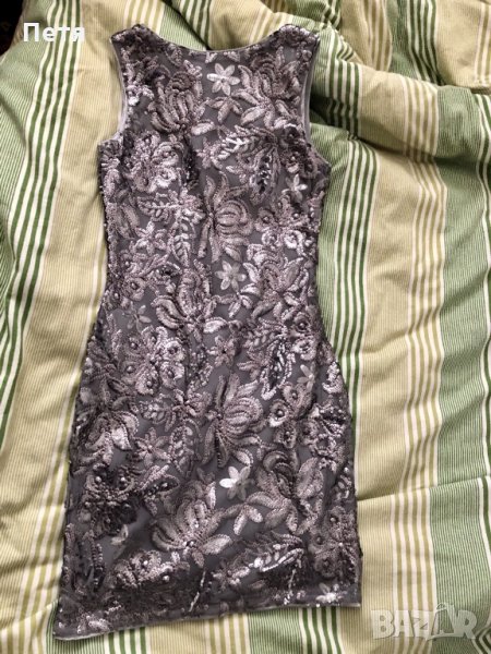 Дамска официална сива рокля с пайети, снимка 1