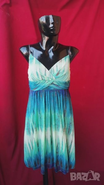 Зелено-синя къса феерична рокля М, снимка 1