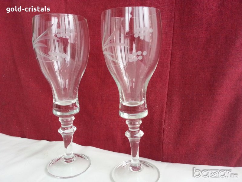 Ретро стъклени ритуални сватбени чаши, снимка 1