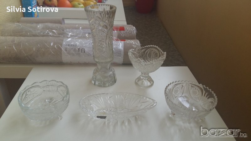 КРИСТАЛНА ВАЗА И КУПИ, снимка 1