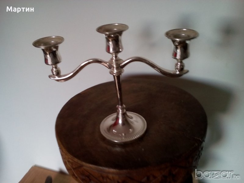 Масивен  посребрен  - Свещник - 1 бр. ( 778005) , снимка 1