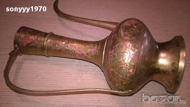 Ретро чаиник-мед/месинг-21х19х9см-внос швеицария, снимка 6 - Антикварни и старинни предмети - 18146453