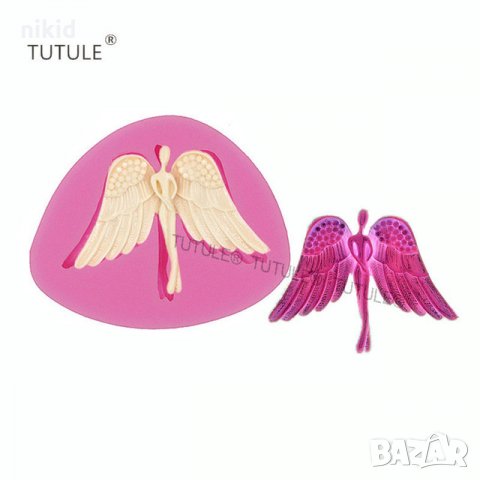 фин тънък разперен ангел силиконов молд форма за декорация торта фондан шоколад и др