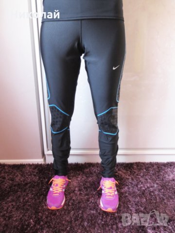 Nike Dri-Fit Running Long Tights L Black-Blue, снимка 14 - Клинове - 19065620