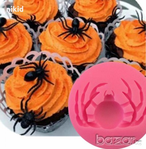 паяк Halloween силиконов молд декорация украса фондан торта мъфини  и др, снимка 1 - Форми - 17732389