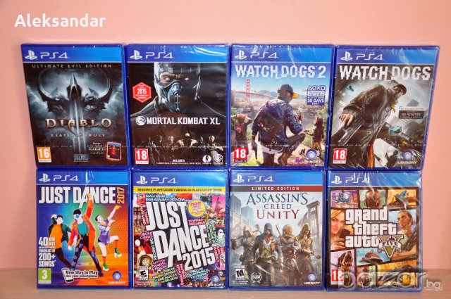 Нови ps4 Diablo GTA Mortal Kombat Watch Dogs Just Dance Assassins Creed