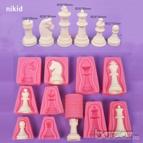 3D Сет Шах 6 фигури 12 части силиконов молд форма декорация торта фондан шоколад и др.