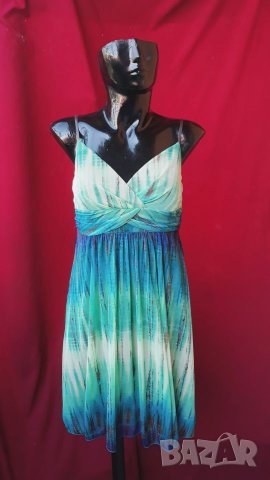 Зелено-синя къса феерична рокля М, снимка 1