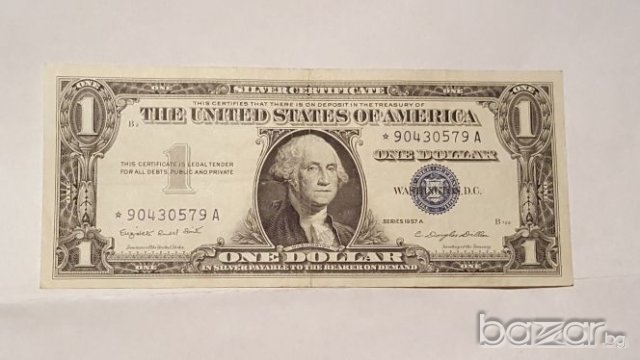 Rare $ 1 Dollar Star 1957-A / XF, снимка 2 - Нумизматика и бонистика - 19862889