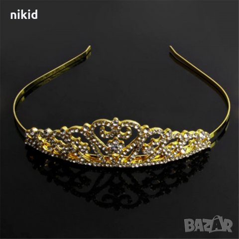 златиста с цветенца корона диадема с камъни и диамант тиара