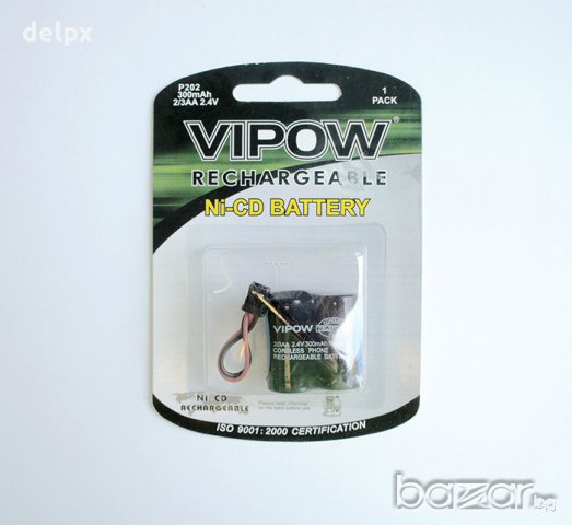 Акумулаторна батерия VIPOW 2,4V 300mAh 2/3AA Ni-Cd, снимка 1