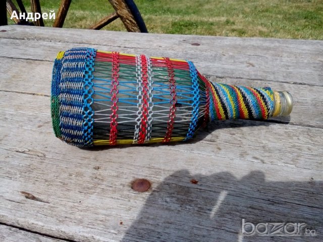 Старинно плетено шише,бутилка, снимка 3 - Антикварни и старинни предмети - 16752646