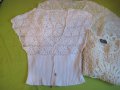 лятна блуза плетиво БЯЛА размер М къс ръкав, снимка 1 - Блузи с дълъг ръкав и пуловери - 15065227