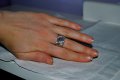 Сребърен пръстен с лилави и бели камъни- 031, снимка 1 - Пръстени - 16685098