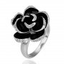 Посребрен арт пръстен, роза, снимка 1