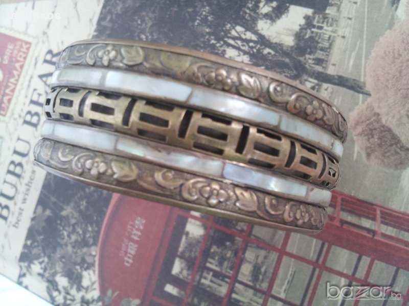 стар седеф и месинг ръчнkа изработка, снимка 1