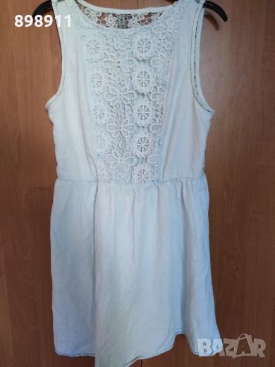 дънкова рокля с дантела, снимка 1