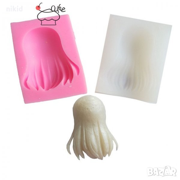 Глава коса в гръб силиконов молд форма декорация торта мъфини украса, снимка 1