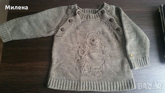 Пуловер H&M Disney с мечо Пух и Прасчо - 1-2 години, снимка 1