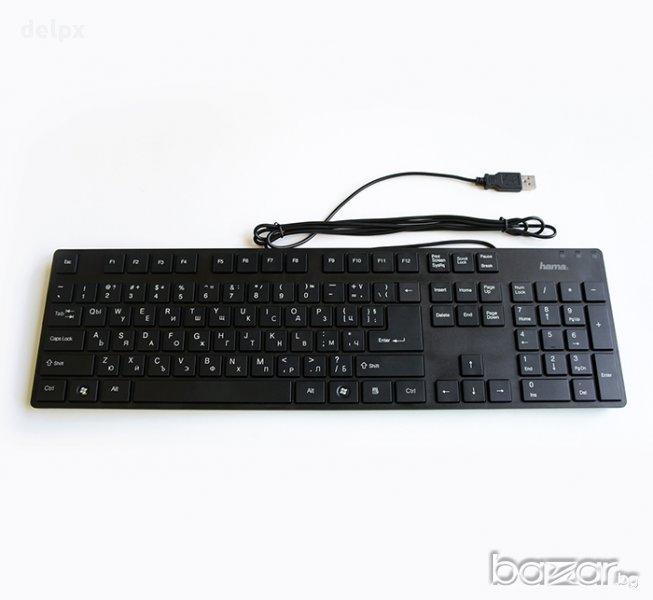 Клавиатура ергономична тънка черна с кирилица USB 1,8m, снимка 1