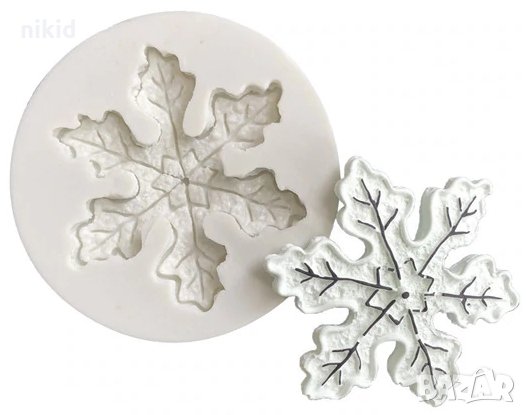 Къдрава Снежинка силиконов молд форма украса торта фондан шоколад и др, снимка 1