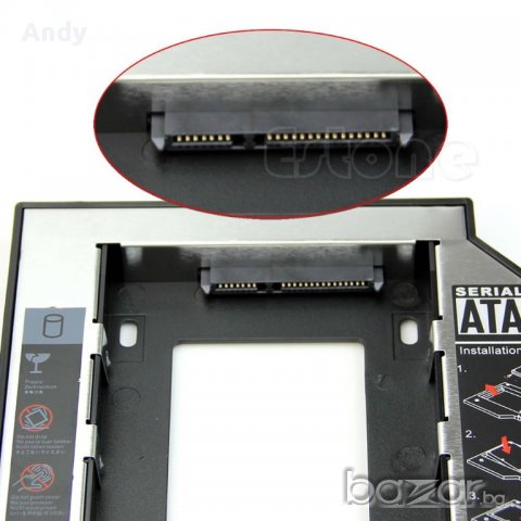  9.5/12.7mm SATA 2nd HDD SSD чекмедже/Caddy унивесален за 2-ри диск за лаптоп, снимка 3 - Твърди дискове - 11952170