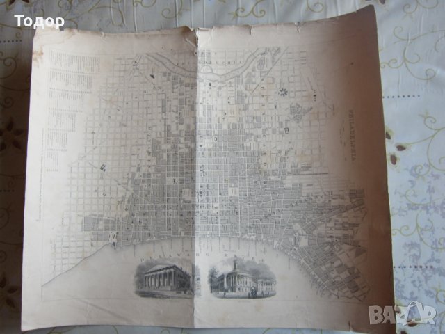 Стара карта Филаделфия 1840, снимка 5 - Колекции - 25432548