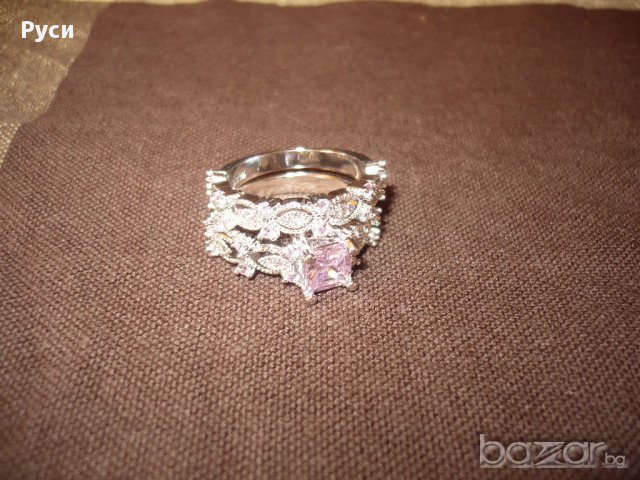 Посребрен пръстен от две части, снимка 3 - Пръстени - 17026290
