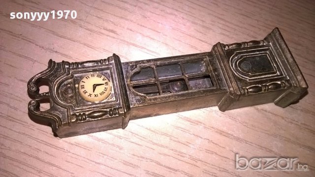 Мини ретро колекция часовник с махало-месинг-9х3х2см-внос швеицария, снимка 8 - Антикварни и старинни предмети - 17522437