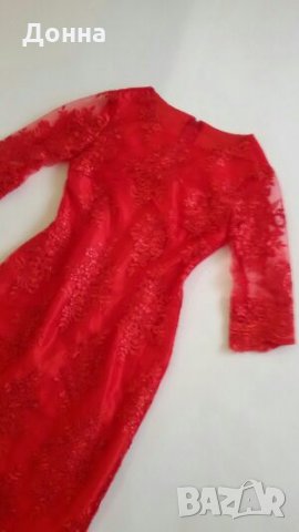 Червена рокля дантела , снимка 9 - Рокли - 21797629