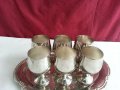 Посребрени чашки за ракия с поднос, снимка 12