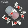 LOVE сребрист надпис червено сърце бижу за нокти декорация украса за маникюр, снимка 1 - Други - 20299973