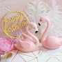 Фламинго пластмасова фигурка играчка и украса за торта декор топер 
