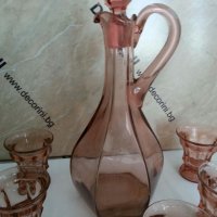 антикварен сервиз цветно розово стъкло , снимка 9 - Антикварни и старинни предмети - 26203494