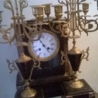 стар каминен часовник със свещници от края на 19 век, снимка 1 - Антикварни и старинни предмети - 20230726