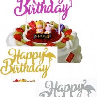 3 цвята Фламинго Happy Birthday брокатен мек топер на клечка декорация за парти торта украса декор, снимка 1 - Други - 22598727