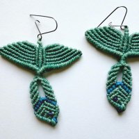 Южноамерикански плетени синьозелени обици, снимка 1 - Обеци - 18869723