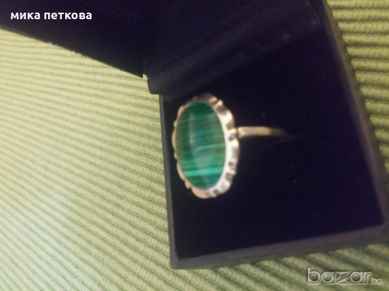сребърен пръстен с малахит, снимка 1
